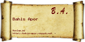 Bahis Apor névjegykártya